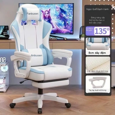 Ghế Gaming Công Thái Học Ngả Lưng 145 độ Nút Bấm Thế Hệ Mới Da PU Cao Cấp Gác Chân 800k