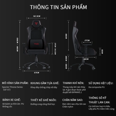 Ghế Gaming GAMEFORGE Specter Throne – Thái Học, Ngăn Gù Lưng, Giá 4.09 triệu