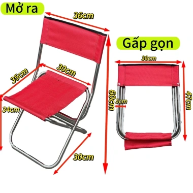 Ghế gấp gọn inox cho du lịch, cắm trại, câu cá mini, tựa lưng tiện dụng 8