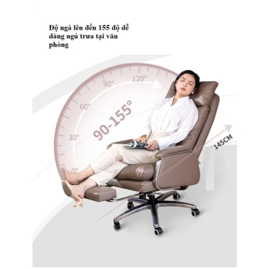 Ghế Giám Đốc Bọc Da Massage 7 Điểm, Chân Xoay + Gác Chân, Bảo hành 12 tháng - 4,5 triệu