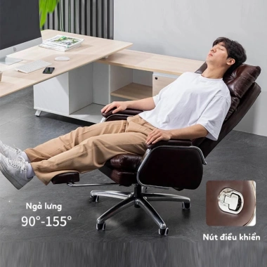 Ghế Giám Đốc Bọc Da Massage 7 Điểm, Chân Xoay + Gác Chân, Bảo hành 12 tháng - 4,5 triệu