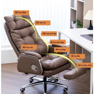Ghế Giám Đốc Bọc Da Massage 7 Điểm, Chân Xoay + Gác Chân, Bảo hành 12 tháng - 4,5 triệu
