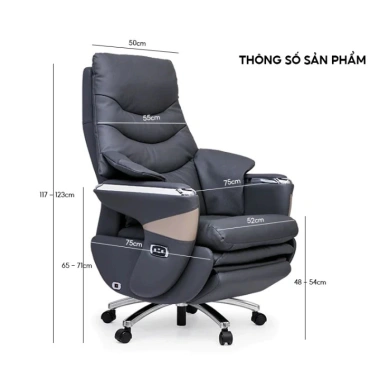 Ghế Giám Đốc Da Bò Cao Cấp Điện Massage Thông Minh Chân Sạc USB 12.875.000 VND
