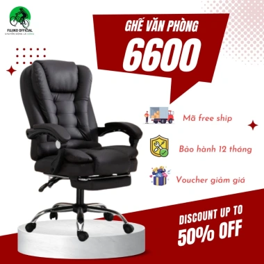 Ghế giám đốc FUJIKO 6.600 da, massage, quay 360, tựa lưng êm ái - 1.295.000₫