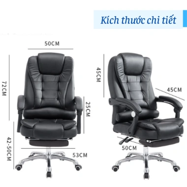 Ghế giám đốc FUJIKO 6.600 da, massage, quay 360, tựa lưng êm ái - 1.295.000₫