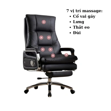 Ghế giám đốc Pehouse mát xa 7 điểm, xoay 360°, da PU, 2 đệm êm ái, giá 2.720.000₫
