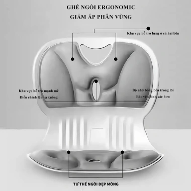 Ghế hỗ trợ chống gù BOUTIQUE - Chỉnh dáng cho trẻ em, người lớn, mẹ bầu, 128.700₫
