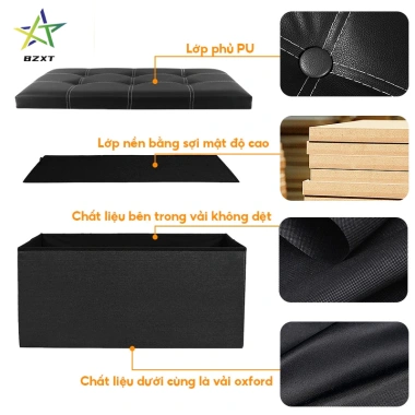 Ghế hộp đa năng 2 trong 1 gấp gọn, chắc chắn, lưu trữ và ghế sofa tiện lợi 6
