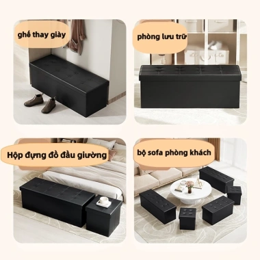 Ghế hộp đa năng 2 trong 1 gấp gọn, chắc chắn, lưu trữ và ghế sofa tiện lợi 8