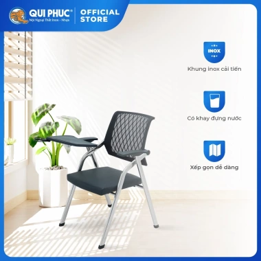 Ghế liền bàn gấp gọn Deli QUI PHÚC, khung inox chắc chắn, đệm ngồi dày dặn, phù hợp hội trường training, giảm giá mạnh Ghế liền bàn gấp gọn Deli QUI PHÚC, khung inox chắc chắn, đệm ngồi dày dặn, phù hợp hội trường training, giảm giá mạnh