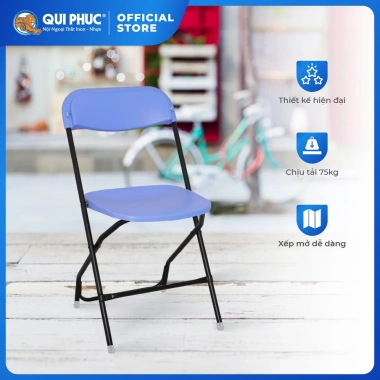 Ghế lưng tựa gấp gọn Jumbo QUI PHÚC thép sơn tĩnh điện, lưng nhựa cao cấp, bền màu, siêu thoải mái, giá 199.260₫