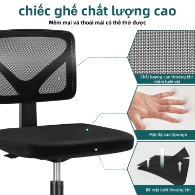 Ghế máy tính học xoay 360 đen, tựa lưng điều chỉnh, không tay, chỉ 610.000 VND 3