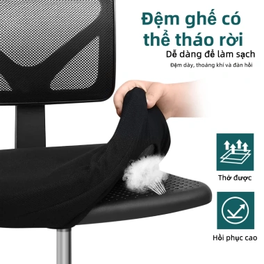 Ghế máy tính học xoay 360 đen, tựa lưng điều chỉnh, không tay, chỉ 610.000 VND 4