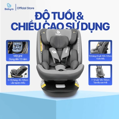 Ghế Ngồi Ô Tô BABYRO I-SPINSAFE Isofix R129 - An Toàn 0-12 tuổi, Giá 4.631.000₫