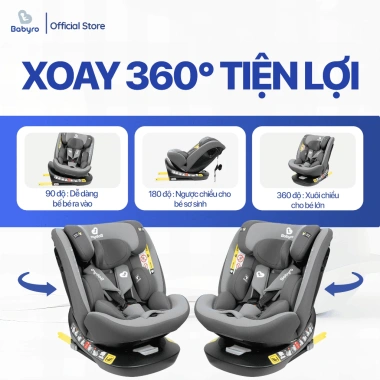Ghế Ngồi Ô Tô BABYRO I-SPINSAFE Isofix R129 - An Toàn 0-12 tuổi, Giá 4.631.000₫
