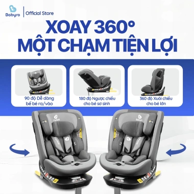 Ghế Ngồi Ô Tô BABYRO I-SPINSAFE Isofix R129, chân chống lật, an toàn 0-12 tuổi, giá ưu đãi 5