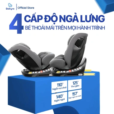 Ghế Ngồi Ô Tô BABYRO I-SPINSAFE Isofix R129, chân chống lật, an toàn 0-12 tuổi, giá ưu đãi 6