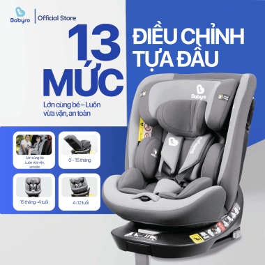 Ghế Ngồi Ô Tô BABYRO I-SPINSAFE Isofix R129, chân chống lật, an toàn 0-12 tuổi, giá ưu đãi 7