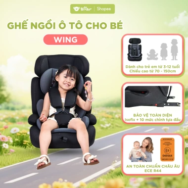 Ghế Ngồi Ô Tô Babyro Wing Isofix ECE‑R44 Đai An Toàn 5 Điểm cho Trẻ 3‑12 tuổi - Giá 2,316,000₫