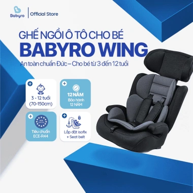 Ghế Ngồi Ô Tô Babyro Wing Isofix ECE‑R44 Đai An Toàn 5 Điểm cho Trẻ 3‑12 tuổi - Giá 2,316,000₫