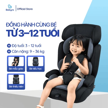 Ghế Ngồi Ô Tô Babyro Wing Isofix ECE‑R44 Đai An Toàn 5 Điểm cho Trẻ 3‑12 tuổi - Giá 2,316,000₫