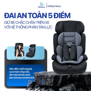 Ghế Ngồi Ô Tô Babyro Wing Isofix ECE‑R44 Đai An Toàn 5 Điểm cho Trẻ 3‑12 tuổi - Giá 2,316,000₫