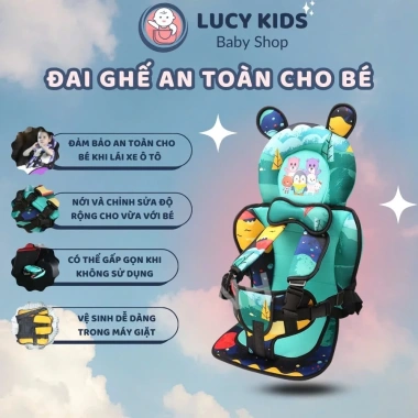 Ghế Ngồi Ô Tô Bé 2 Lớp Dày Dặn, Bảo Vệ Đầu An Toàn, Đệm Vải Thoáng Mát, 348.000₫