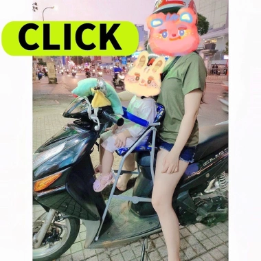 Ghế ngồi xe CLICK sắt sơn xám có dây đai 100x4cm – An toàn, tiện lợi cho bé