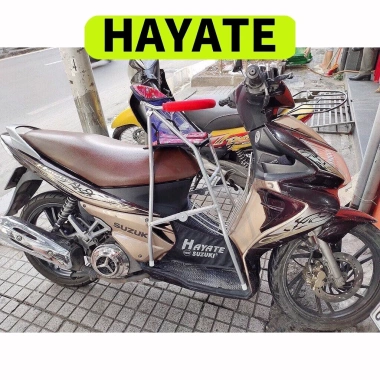 Ghế ngồi xe HAYATE sắt sơn tĩnh điện xám có dây đai 100x4cm - an toàn, thoải mái bé