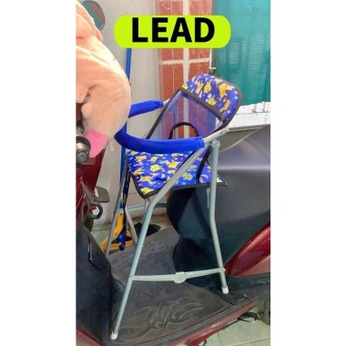 Ghế ngồi xe LEAD sắt sơn tĩnh điện xám cho bé, dây đai 100x4cm - Giá 226.800₫