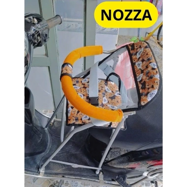 Ghế ngồi xe NOZZA sắt sơn tĩnh điện xám cho bé + dây đai 100x4cm - An toàn tiện lợi