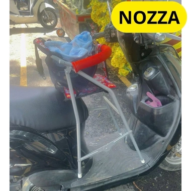 Ghế ngồi xe NOZZA sắt sơn tĩnh điện xám cho bé + dây đai 100x4cm - An toàn tiện lợi
