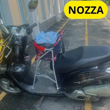 Ghế ngồi xe NOZZA sắt sơn tĩnh điện xám cho bé + dây đai 100x4cm - An toàn tiện lợi