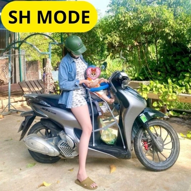 Ghế ngồi xe SH MODE N�ữ sắt sơn tĩnh điện xám cho bé + dây đai 100x4cm giá 226.800₫