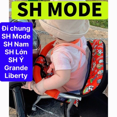 Ghế ngồi xe SH MODE N�ữ sắt sơn tĩnh điện xám cho bé + dây đai 100x4cm giá 226.800₫