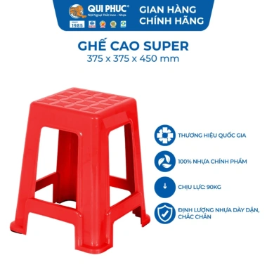 Ghế nhựa cao Super QUI PHÚC combo 10 ghế, chân chống trượt, chịu lực 90kg, không kẹt xếp chồng - FREESHIP 3 Ghế nhựa cao Super QUI PHÚC combo 10 ghế, chân chống trượt, chịu lực 90kg, không kẹt xếp chồng - FREESHIP 3