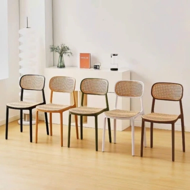 Ghế Nhựa Đúc Nguyên Khối Tựa Lưng Cao Xếp Chồng Mặt Lưới Đan Mây Giá 299.000₫ 3