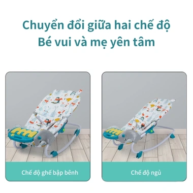 Ghế Nhún iiko Bấp Bênh cho Bé – Phát Nhạc, Kích Thích Thính Giác, Vải Thoáng Khí, 431.570₫