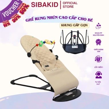 Ghế Nhún Rung Gấp Gọn Cao Cấp Trẻ Sơ Sinh – Chống Võng Lưng, Cotton Thoáng Mát, An Toàn
