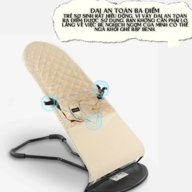 Ghế Nhún Rung Gấp Gọn Cao Cấp Trẻ Sơ Sinh – Chống Võng Lưng, Cotton Thoáng Mát, An Toàn