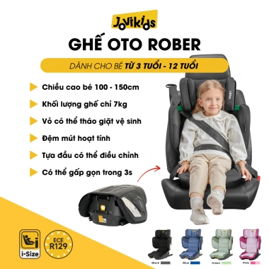 Ghế ô tô trẻ em gấp gọn ROBER Jovikids ISOFIX i-Size R129 nhẹ 7kg 3‑12 tuổi 3 Ghế ô tô trẻ em gấp gọn ROBER Jovikids ISOFIX i-Size R129 nhẹ 7kg 3‑12 tuổi 3