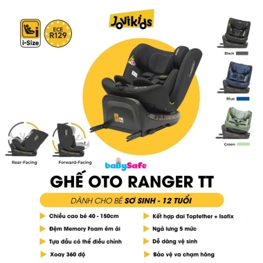 Ghế ôtô cho bé RANGER TT Jovikids - Xoay 360°, ISOFIX, i-Size R129, 0-12 tuổi - Giá ưu đãi 4.540.000₫ Ghế ôtô cho bé RANGER TT Jovikids - Xoay 360°, ISOFIX, i-Size R129, 0-12 tuổi - Giá ưu đãi 4.540.000₫