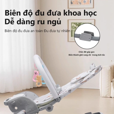 Ghế Rung Bé 3-18 Tháng, Chất Liệu Thoáng Khí, Khung 20kg, An Toàn, Giá 455k