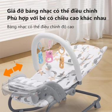 Ghế Rung Bé 3-18 Tháng, Chất Liệu Thoáng Khí, Khung 20kg, An Toàn, Giá 455k