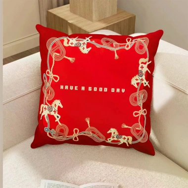 Ghế sofa đỏ năm mới - Phòng khách năm con ngựa, vỏ gối sang trọng, trang trí đầu giường cổ xưa 2