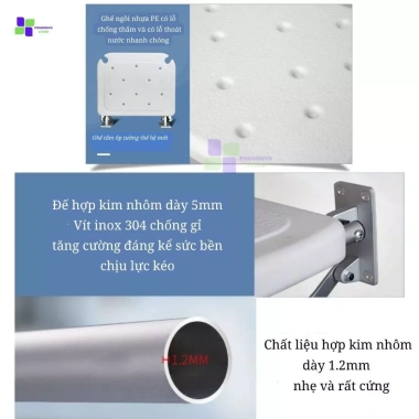 Ghế tắm gấp gọn treo tường 90 độ YADE Care - chịu lực 180kg, giá 939.000đ 5