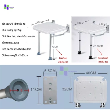 Ghế tắm gấp gọn treo tường 90 độ YADE Care - chịu lực 180kg, giá 939.000đ 7