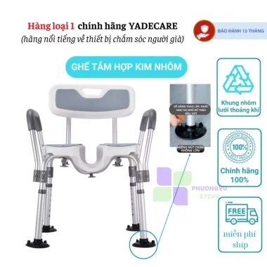 Ghế tắm rãnh 3D YADE cho người già - hợp kim nhôm cứng nhẹ, đế chống trượt, giao luôn giá ưu đãi