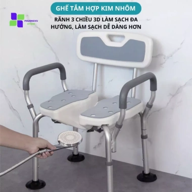 Ghế tắm rãnh 3D YADE cho người già - hợp kim nhôm cứng nhẹ, đế chống trượt, giao luôn giá ưu đãi