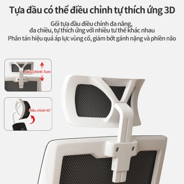 Ghế Văn Phòng Chân Xoay Lưng Kép, Tựa Tay, Điều Chỉnh Cao, Chống Gù Lưng - 619k
